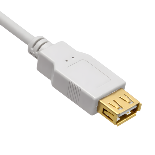 DINIC USB 2.0 HQ Verlängerung A Stecker auf A Buchse, 28 AWG / 2C, 26 AWG / 2C, weiß, DINIC Box mit Euroloch, Länge 2,00m